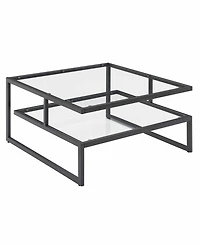 Royal Crest Stripes 2 Tier Glass Coffee Table