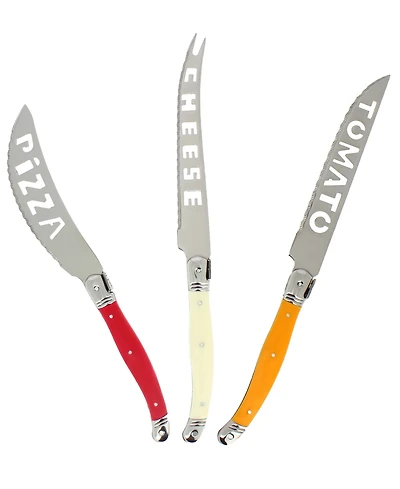 French Home 3 Piece Laguiole Pizza, Tomato, and Cheese Knife Set ,Tuscan Sunset