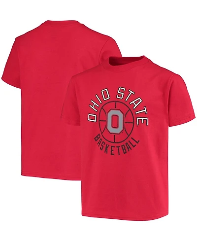 Big Boys and Girls Scarlet Ohio State Buckeyes Basketball T-shirt