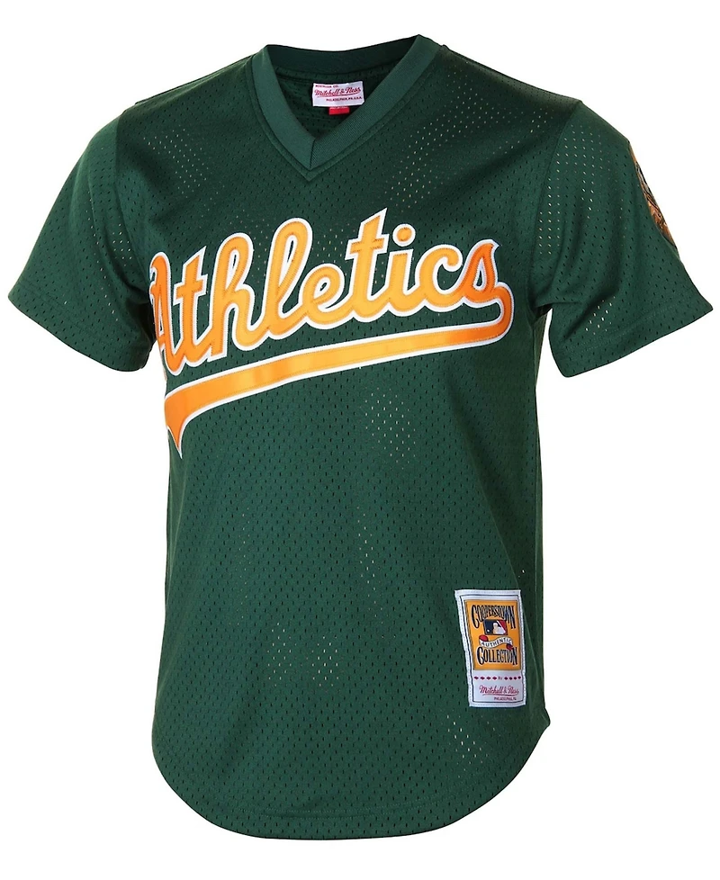 Men's Rickey Henderson Green Oakland Athletics Cooperstown Mesh Batting Practice Jersey