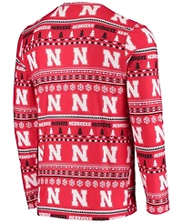 Men's Scarlet Nebraska Huskers Ugly Sweater Knit Long Sleeve Top and Pant Set