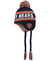 Big Boys and Girls Navy, Orange Chicago Bears Jacquard Tassel Knit Hat with Pom