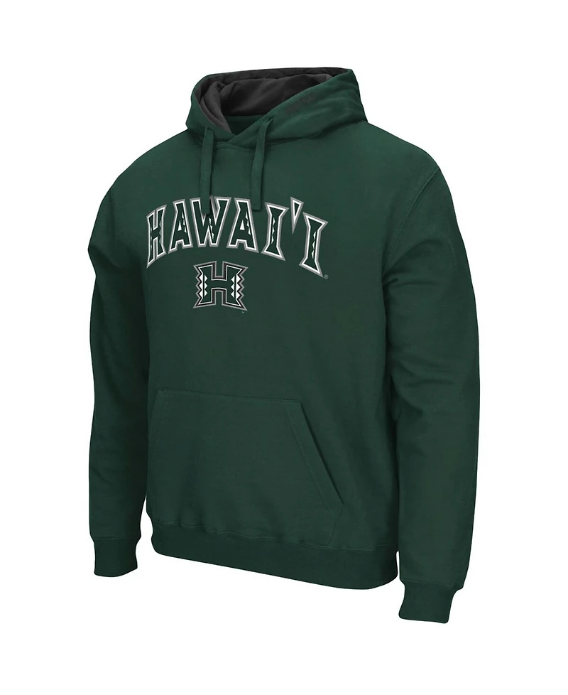 Men's Green Hawaii Warriors Arch and Logo Pullover Hoodie