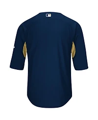 Men's Navy and Gold-Tone Milwaukee Brewers Authentic Collection On-Field 3 4-Sleeve Batting Practice Jersey