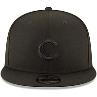 New Era Men's Chicago Cubs Black on Black 9FIFTY Team Snapback Adjustable Cap