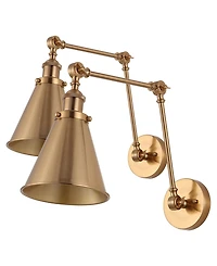 Rover Adjustable Classic Glam Arm Metal Led Wall Sconce, Set of 2