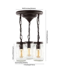 Gaines 3-Light Farmhouse Industrial Iron Mason Jar Led Semi Flush Mount
