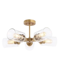 Jaynie 5-Light Farmhouse Industrial Iron Cylinder Led Semi Flush Mount