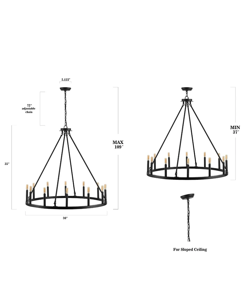 Gio 12-Light Iron Classic Industrial Ring Led Chandelier