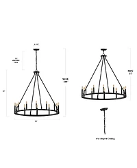 Gio 12-Light Iron Classic Industrial Ring Led Chandelier