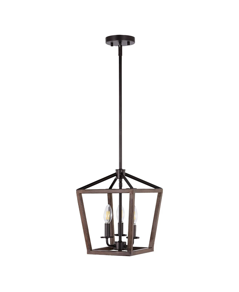 Oria 3-Light Iron Farmhouse Industrial Lantern Led Pendant