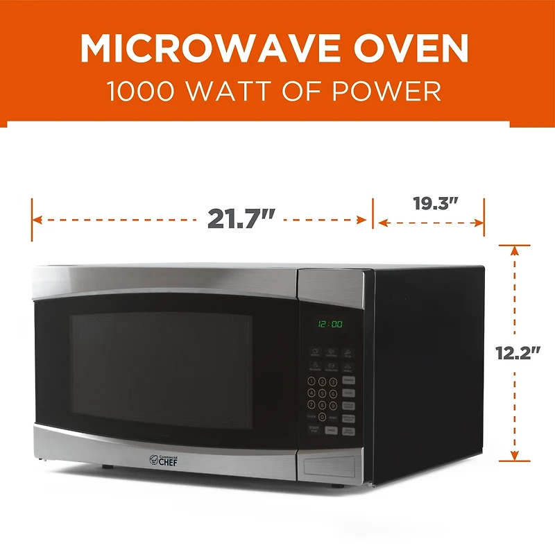 1.6 Cu. Ft. Counter Top Microwave, Stainless Steel