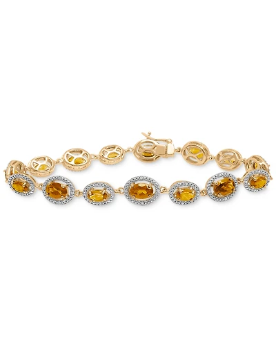 Amethyst (5 ct. t.w.) & Diamond (1/10 Halo Link Bracelet 14k Rose Gold-Plated Sterling Silver (Also Citrine Rhodolite Garnet)