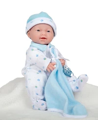 La Baby Caucasian 11" Soft Body Baby Doll Blue Outfit