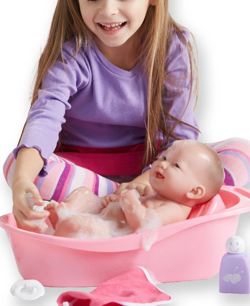 La Newborn 14" Smiling Baby Doll 8 piece Bathtub Gift Set - Deluxe Bath Set