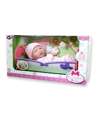 Jc Toys La Newborn 14" Baby Doll Rocking Crib Gift Set, 11 Pieces