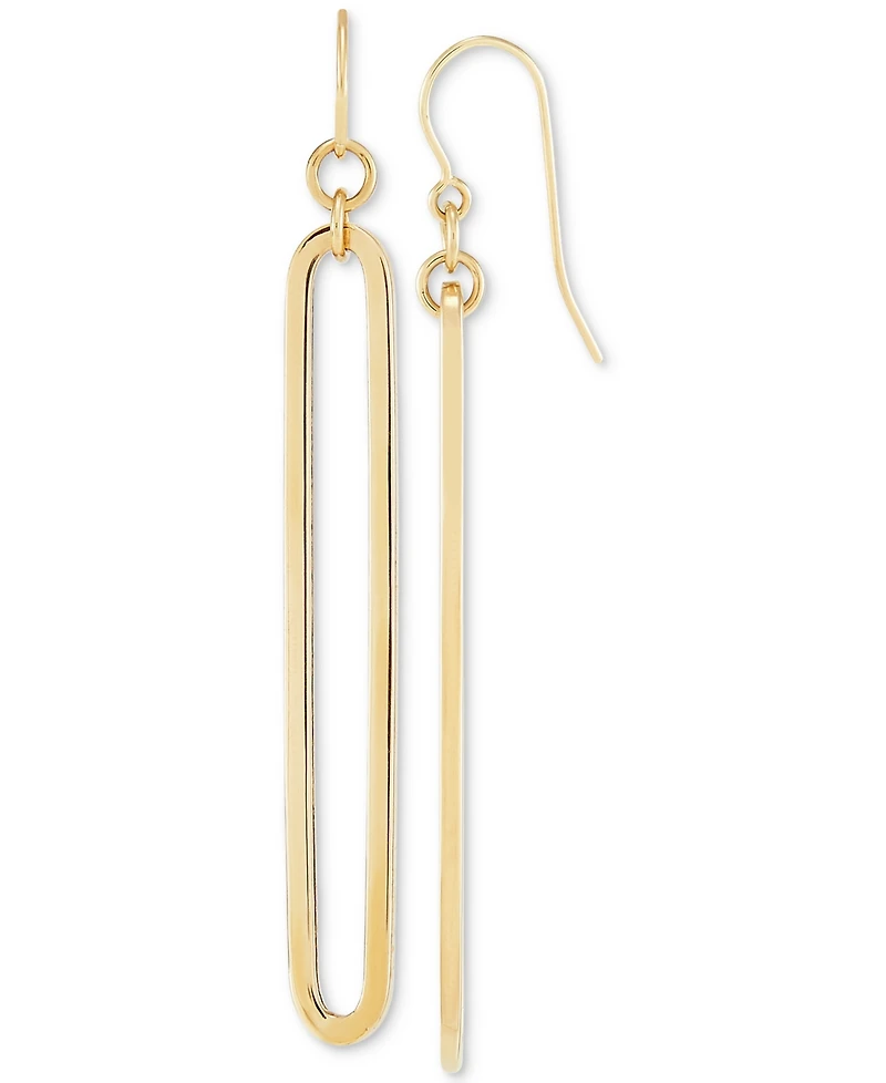 Polished Oblong Drop Earrings in 14k Gold