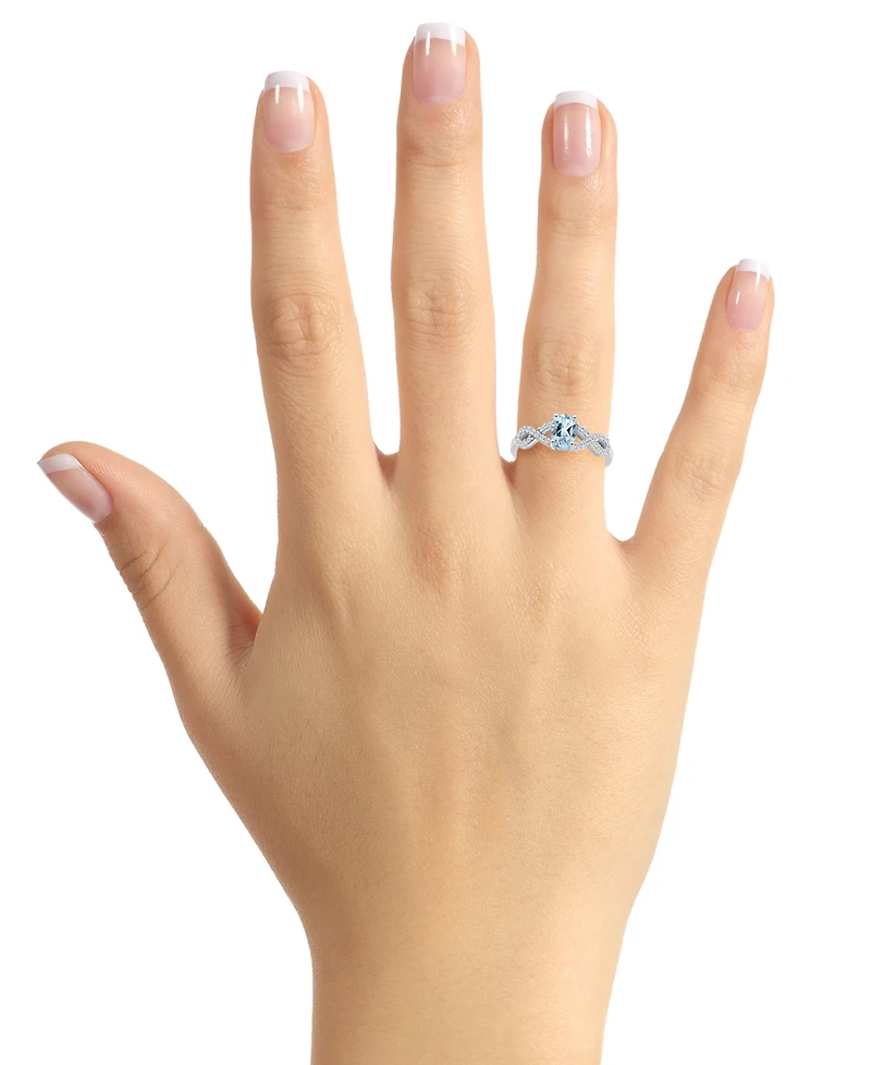 Rhodolite Garnet (1 ct. t.w.) & White Topaz (1/4 Twist Ring Sterling Silver (Also Citrine, Blue Topaz, Amethyst, Periodt)