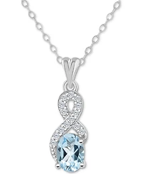 Rhodolite Garnet (1 ct. t.w.) & White Topaz (1/7 Looped 18" Pendant Necklace Sterling Silver (Also Citrine, Amethyst, Blue Topaz, Pe