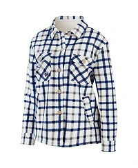 Women's Oatmeal Philadelphia 76ers Plaid Button-Up Shirt Jacket