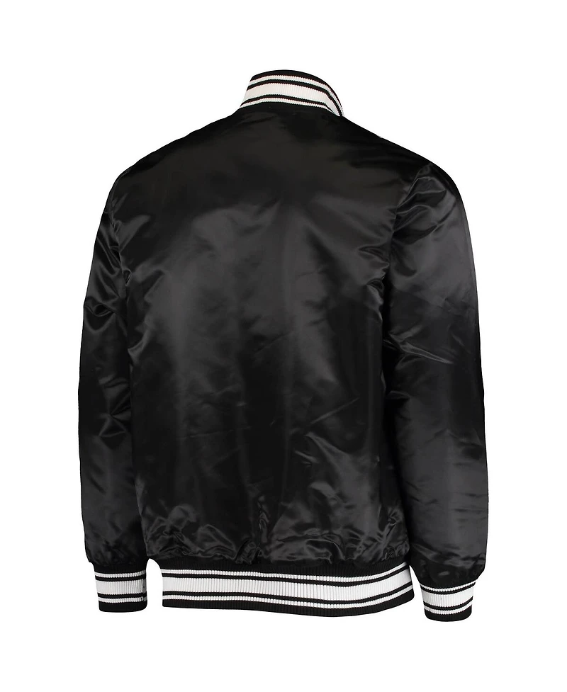 Men's Black San Francisco 49ers Locker Room Satin Varsity Full-Snap Jacket