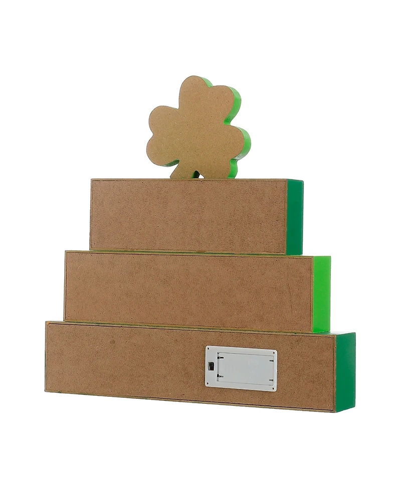 Glitzhome 11.5" Lighted St. Patrick's Wooden Block Table Sign