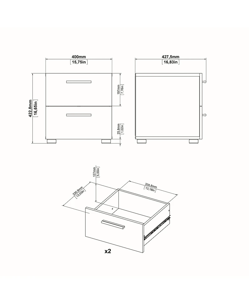 Tvilum Austin 2 Drawer Nightstand