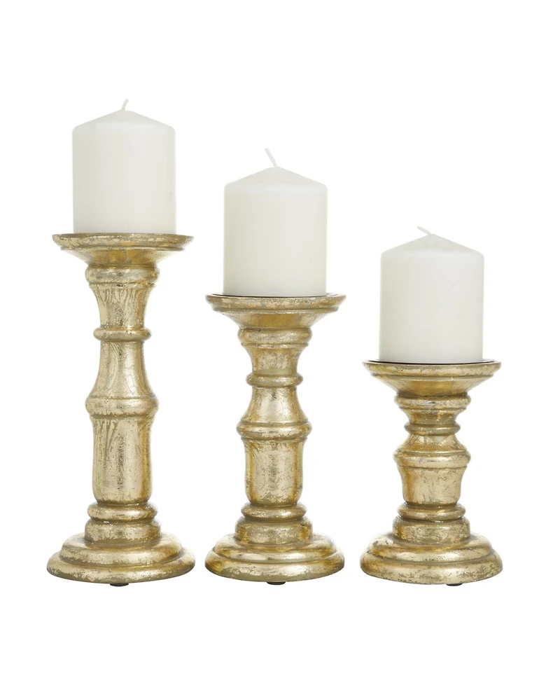 Wood Traditional Candle Holder, Set of 3