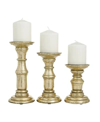 Wood Traditional Candle Holder, Set of 3