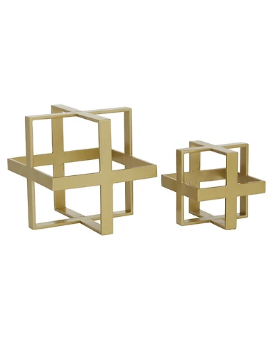 Metal Glam Geometric Sculpture, Set of 2