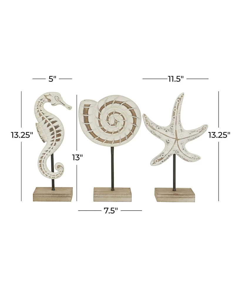 Plastic Coastal Sea Animals Sculpture, Set of 3