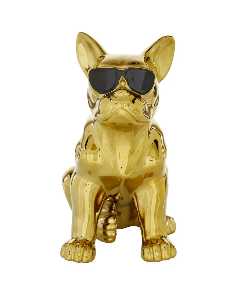 CosmoLiving by Cosmopolitan Ceramic Glam Dog Sculpture, 12" x 6"