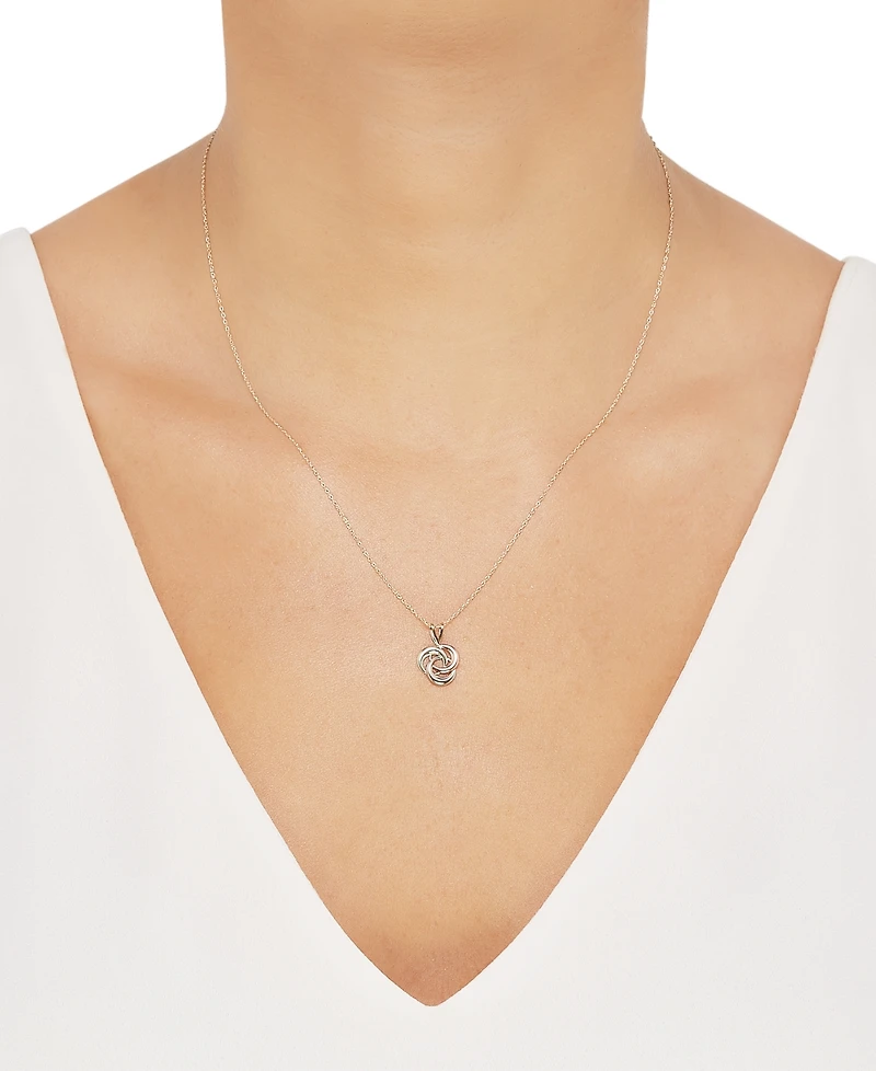 Tricolor Love Knot 18" Pendant Necklace in 10k Yellow, White & Rose Gold