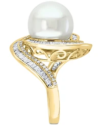 Effy Cultured Freshwater Pearl (12-1/2mm) & Diamond (3/4 ct. t.w.) Ring 14k White Gold (Also Available Yellow Rose Gold)