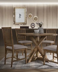 Venus Antique-Like Natural Oak Slat Back Dining Chairs, Set of 2
