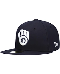 Men's Navy Milwaukee Brewers Logo White 59FIFTY Fitted Hat