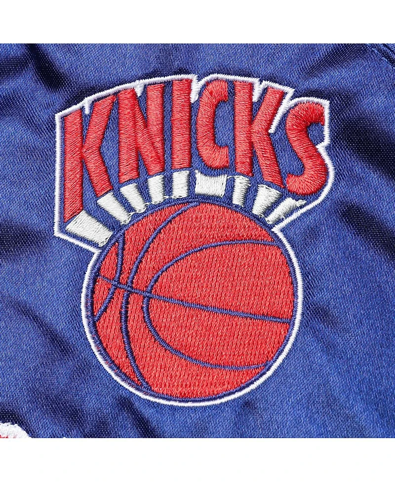 Big Boys Blue New York Knicks Hardwood Classics Satin Raglan Full-Snap Jacket