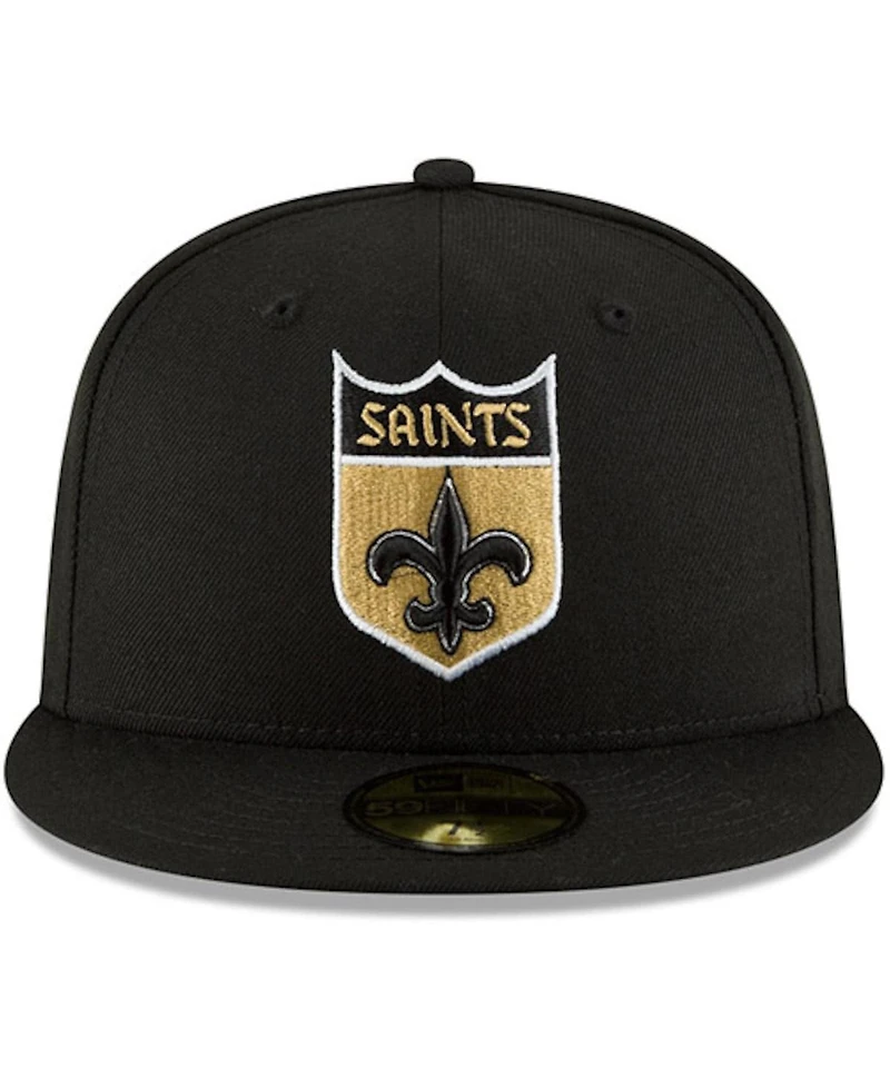 Men's Black New Orleans Saints Omaha Throwback 59FIFTY Fitted Hat