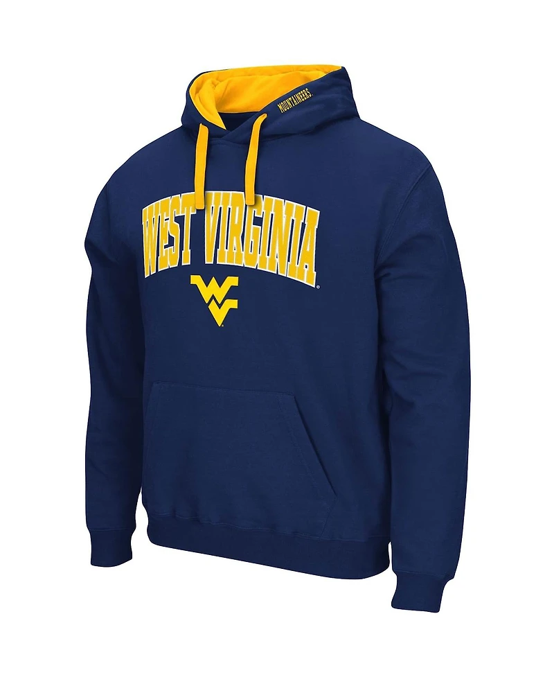 Men's Colosseum Navy West Virginia Mountaineers Big and Tall Arch & Logo 2.0 Pullover Hoodie