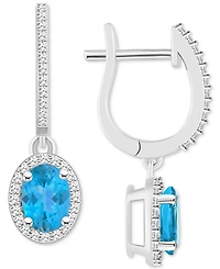 Rhodolite Garnet (1-7/8 ct. t.w.) & Diamond (1/3 Leverback Drop Earrings Sterling Silver (Also Citrine, Blue Topaz, Amethyst, Peridot,