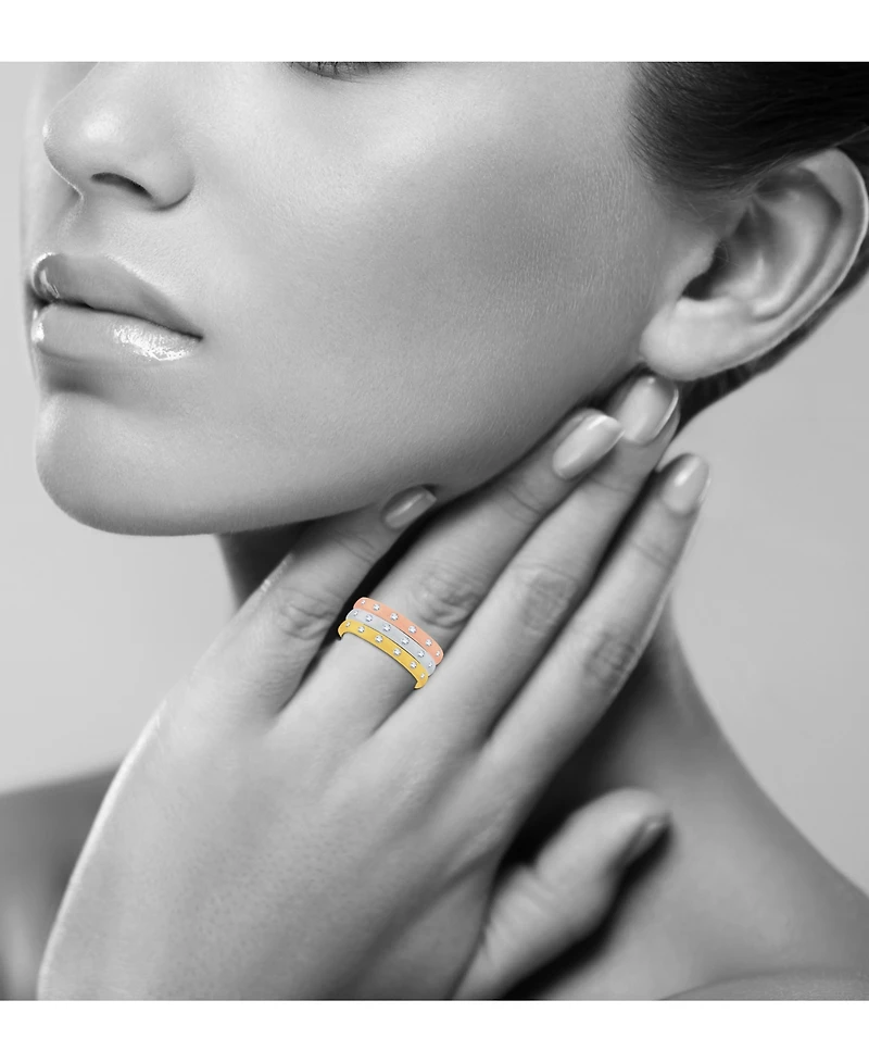 3-Pc. Set Diamond Tri-Tone Stack Rings (1/5 ct. t.w.)