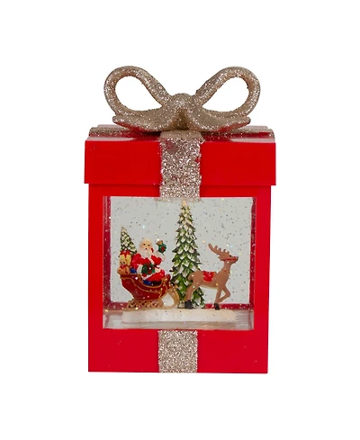7" Gift Box Christmas Snow Globe with Santa and Reindeer