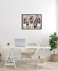 Stupell Industries Musical Trio Abstract Modern Painting Black Framed Giclee Texturized Art, 24" x 30"