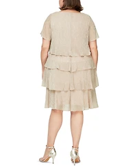 Sl Fashions Plus Tiered Metallic Dress