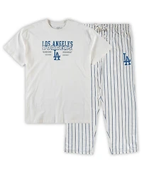 Men's White, Royal Los Angeles Dodgers Big and Tall Pinstripe Sleep Set