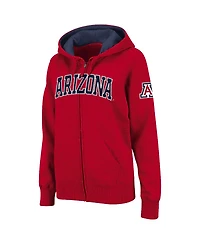 Women's Stadium Athletic Cardinal Arizona Wildcats Arched Name Full-Zip Hoodie