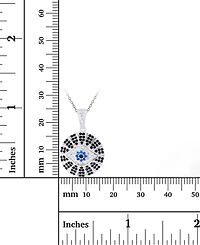 Cubic Zirconia Evil Eye 18" Pendant Necklace in Sterling Silver