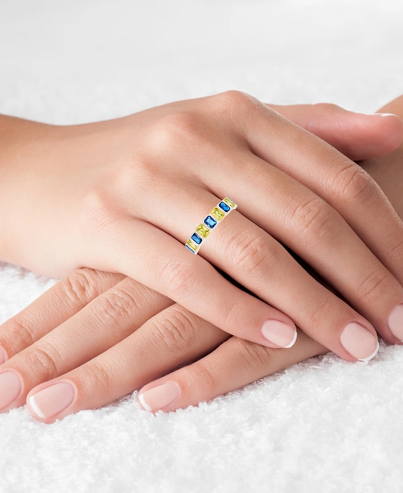 Lab-Grown Blue Spinel (1/5 ct. t.w.) & Yellow Cubic Zirconia Ring (Also White Zirconia)