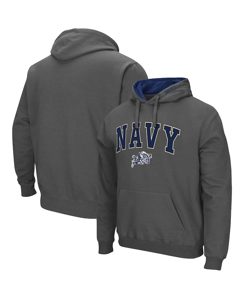 Men's Colosseum Navy Midshipmen Arch and Logo 3.0 Pullover Hoodie