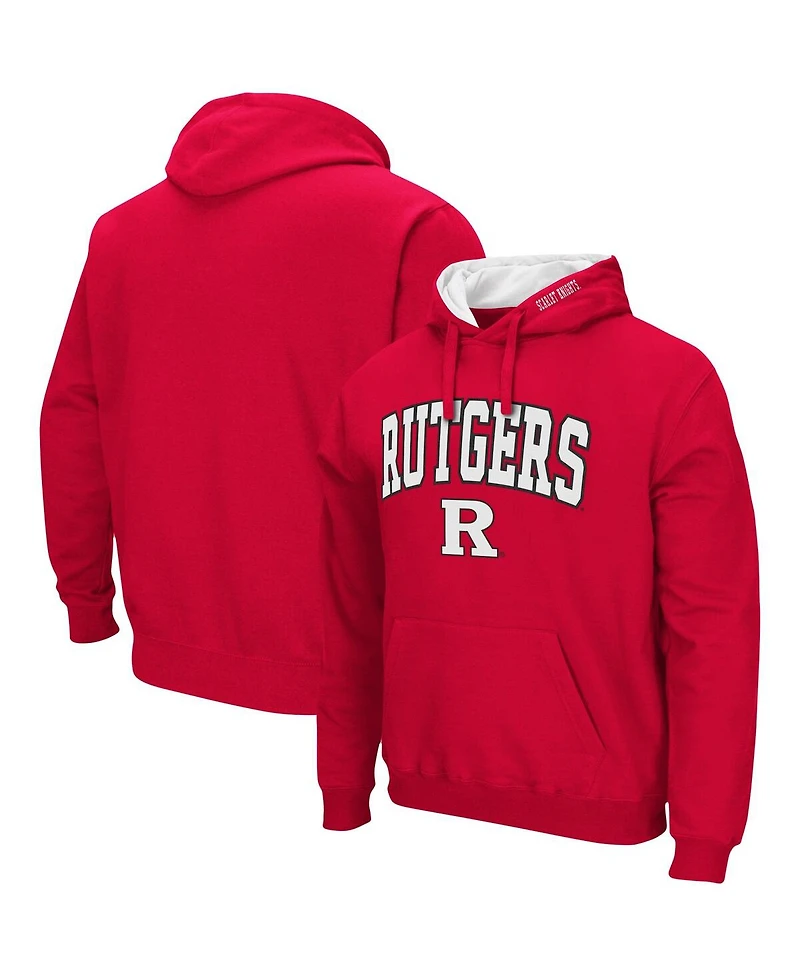Men's Colosseum Scarlet Rutgers Knights Arch and Logo 3.0 Pullover Hoodie